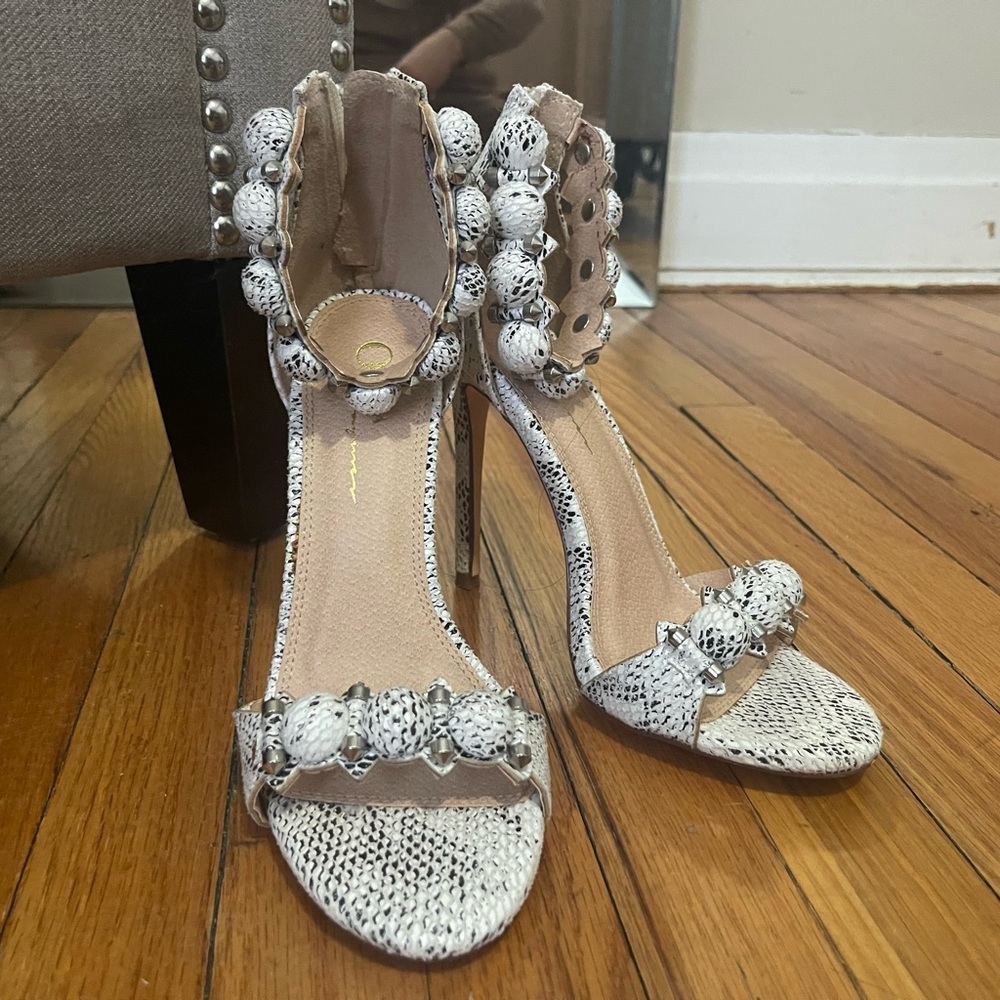 Elegant White High Heel Sandals